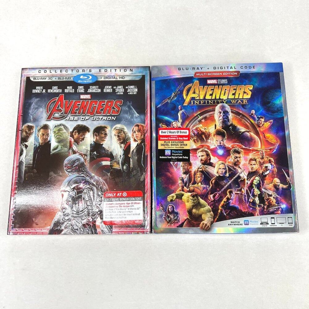Marvel Avengers Age of Ultron and Infinity War Blu Ray Combo Packs